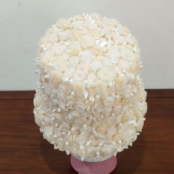 Kokin New York Pale Peach Rose Ribbon & Bow Bucket Kentucky Derby Hat - Vintage! main image 8